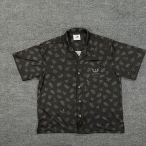 American Excellence Shirt Mens Large Black US Navy Button Up Short Sleeve